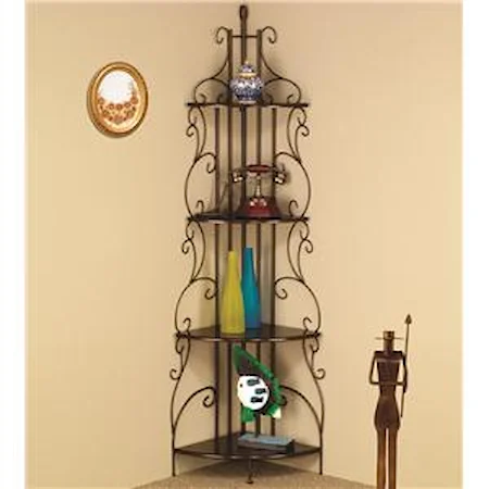 Copper Finished Corner Rack with 4 Shelves